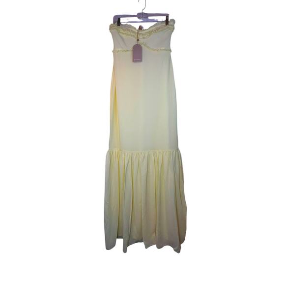 NWT - Meshki Olivette Strapless Chiffon Maxi Dress in Lemon Sherbert- Size M - Picture 3 of 16